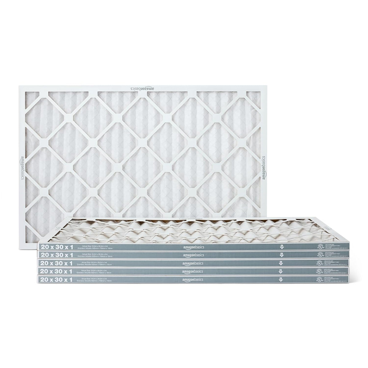 Amazon Basics 20x20x1 Air Filter 6-Pack, MERV 11 AC Furnace Filters, Dust, Pet, Allergen Control , Electrostatic (Actual Size: 19.75 x 19.75 x .75)