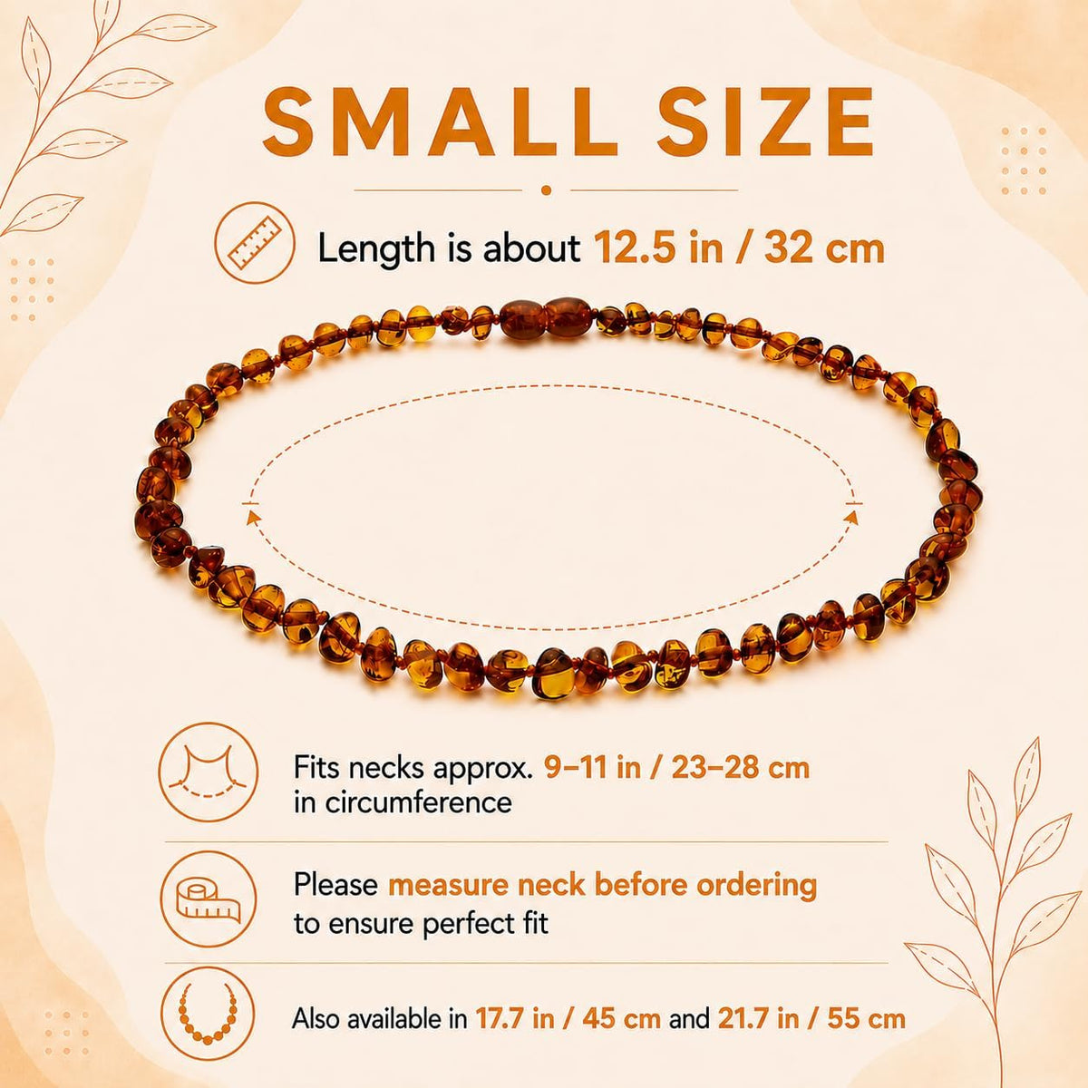 Amber Guru Baltic Amber Necklace (Authentic, Certified) - 12.5 inches - Unisex Jewelry - Polished Real Amber Beads - Proud to Deliver Genuine Baltic Sea Wonder - Handmade