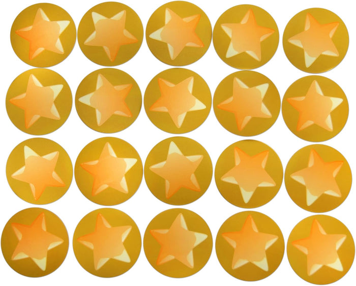 Novel Merk Gold Star Vinyl Stickers - 2” Round Individual Decals for Laptop, Water Bottle, Phone, Party Favors, & Decor - Adheres to Clean Surfaces Waterproof & Repositionable (20 Pack)