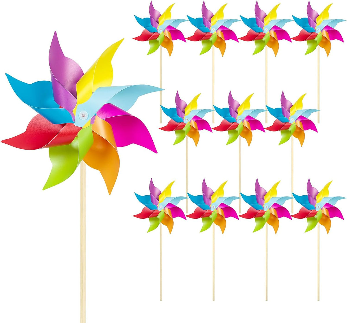HOOSUN 12Pcs Patriotic Pinwheels for Yard and Garden American Flag Pinwheel