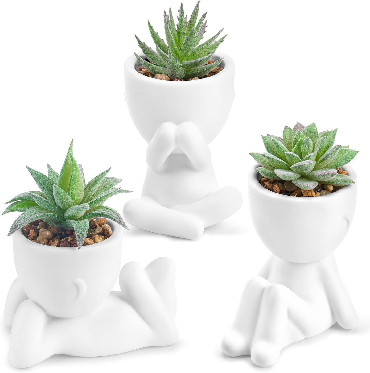 Der Rose 3 Pack Fake Plants in Black Pots for Bathroom Living Room Decor