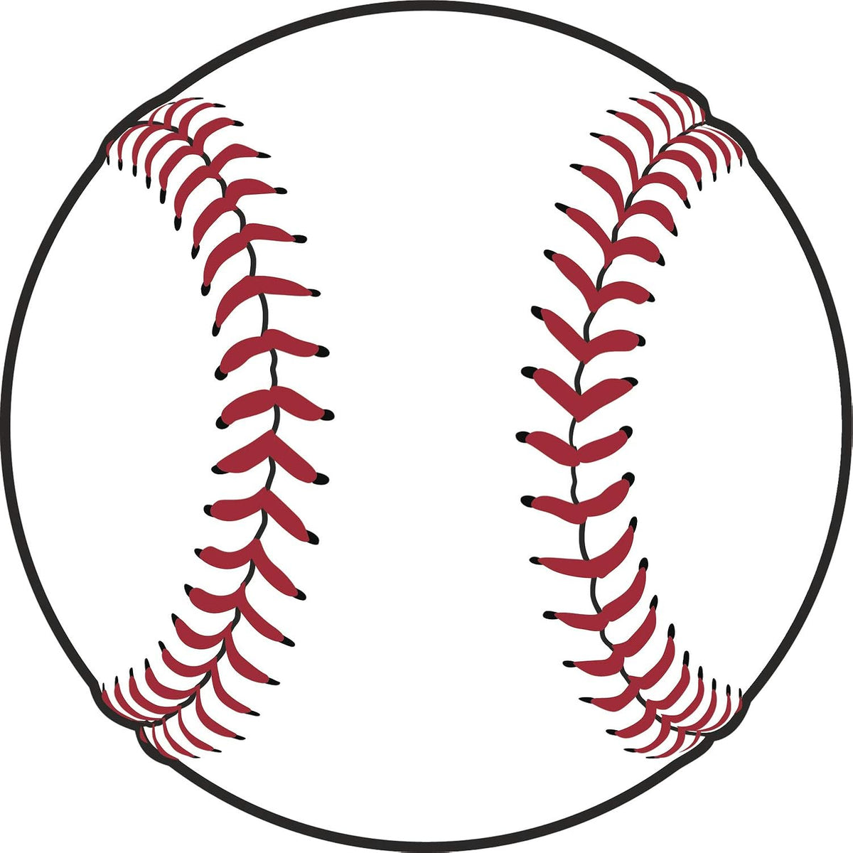 Cool Fun Sports Baseball Ball Design Cartoon Vinyl Sticker (4" Tall, White and Black Stitching)
