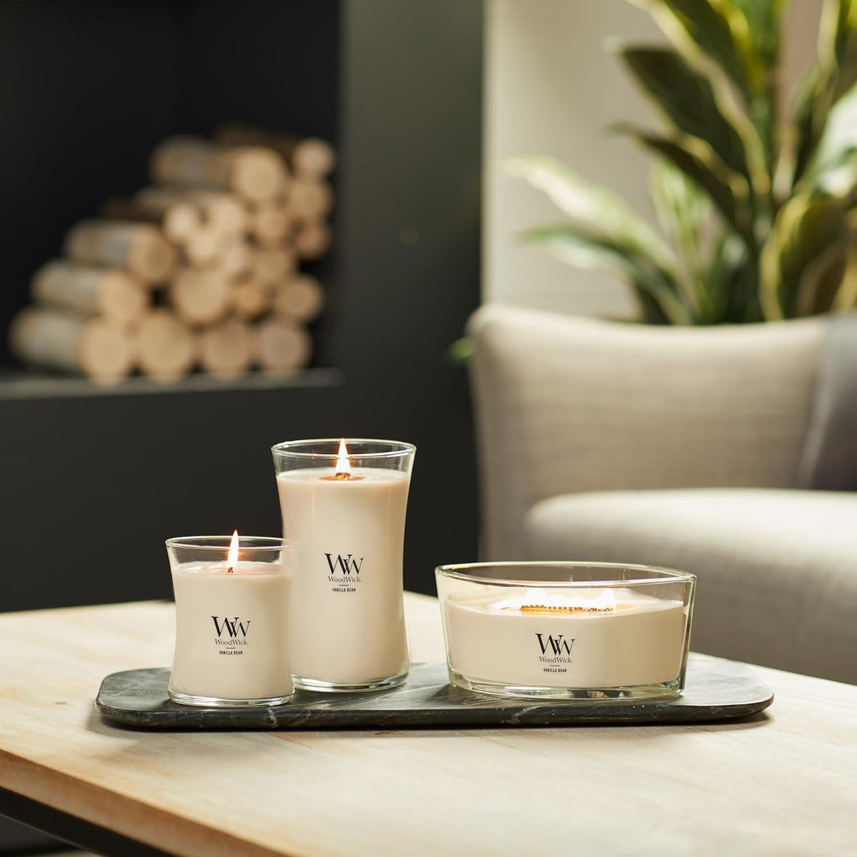 WoodWick Vanilla Bean Scented Candle, Crackling Wick, 9.7oz