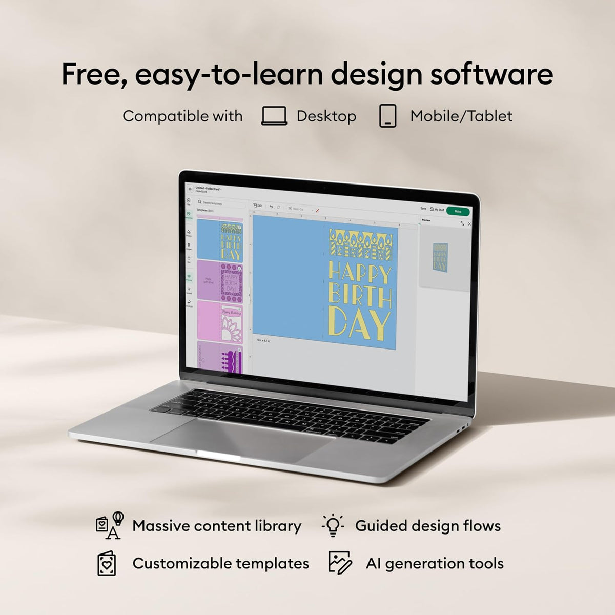 Cricut Maker 4 - Smart Cutting Machine (Seashell) | Digital Content Bundle
