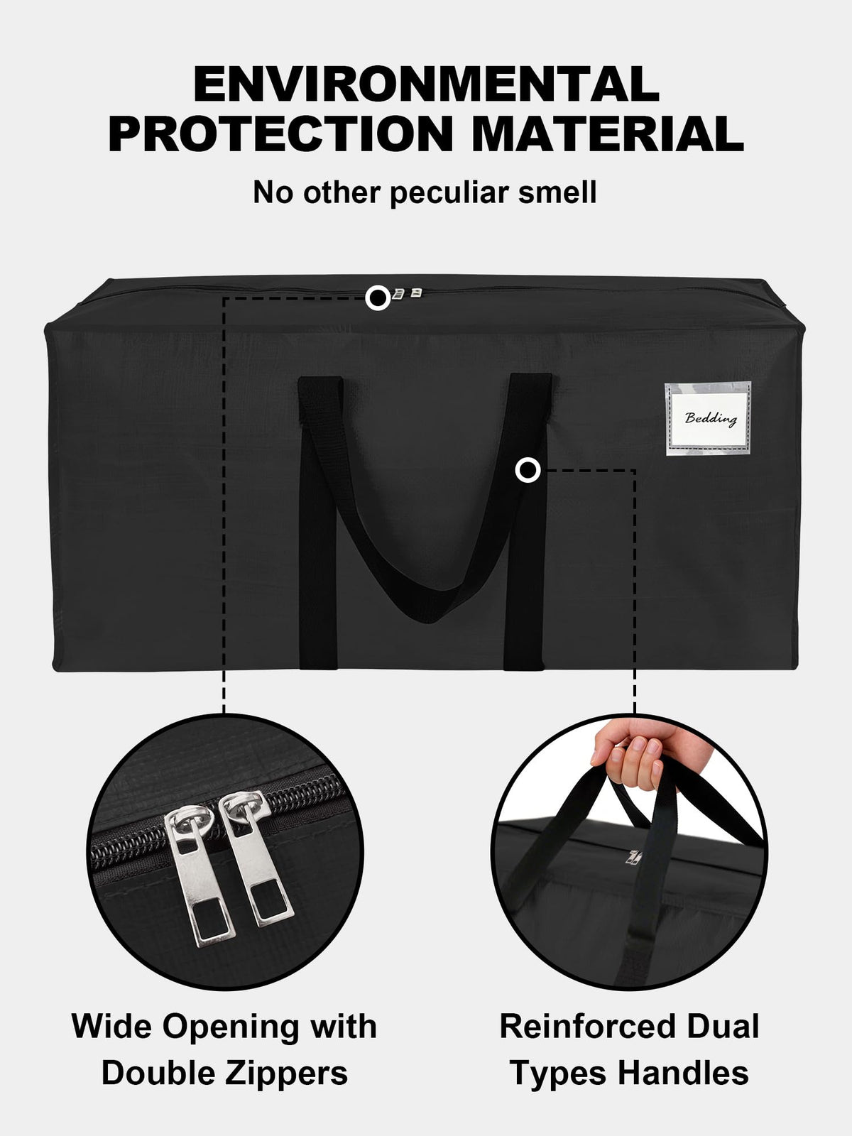 HOMESURE Supports 200lbs Heavy Duty Moving Bags - Strong Zipper & Wrap-Around Handles - Water-Resistant Storage Totes, Durable Alternative to Moving Boxes