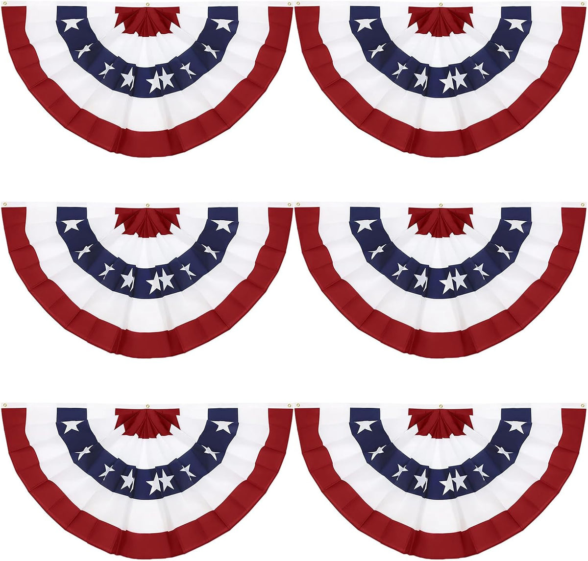 4PCS 3x6 Ft American Pleated Fan Flag, Patriotic Half Fan Bunting Flag