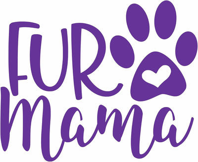 Dixies Decals Fur Mama with Paw Print Cat Dog Vinyl Decal Car Truck Laptop Wall Glass (5.5, Purple)