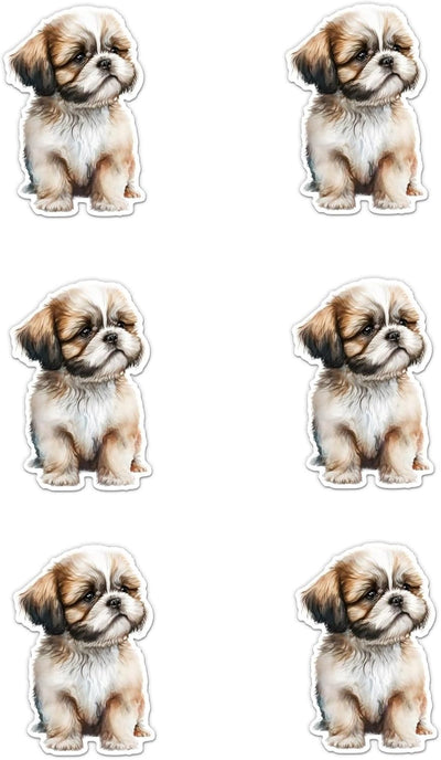 Pack of 6-2'' Stickers - Shih Tzu Puppy Sticker - Laptop Sticker - Waterproof Vinyl for Car Phone Water Bottle - Dog Decal - Sticker Graphic Decal