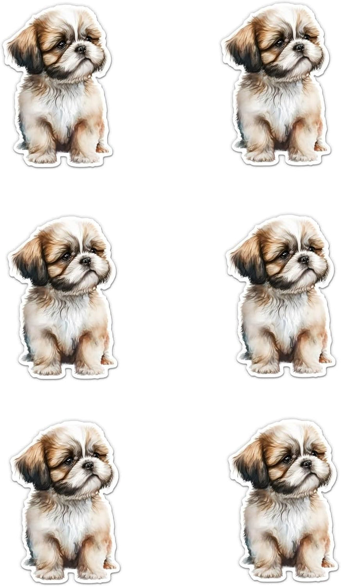 Pack of 6-2'' Stickers - Shih Tzu Puppy Sticker - Laptop Sticker - Waterproof Vinyl for Car Phone Water Bottle - Dog Decal - Sticker Graphic Decal