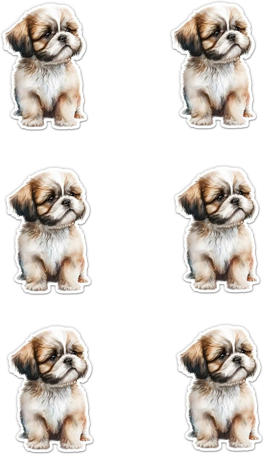 Pack of 6-2'' Stickers - Shih Tzu Puppy Sticker - Laptop Sticker - Waterproof Vinyl for Car Phone Water Bottle - Dog Decal - Sticker Graphic Decal