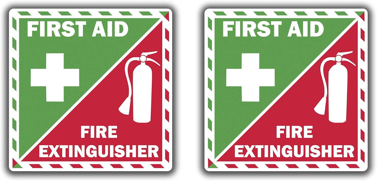 First Aid Fire Extinguisher Inside Vinyl Sticker Decal Emergency Safety Kit (7.65" х 7.65")