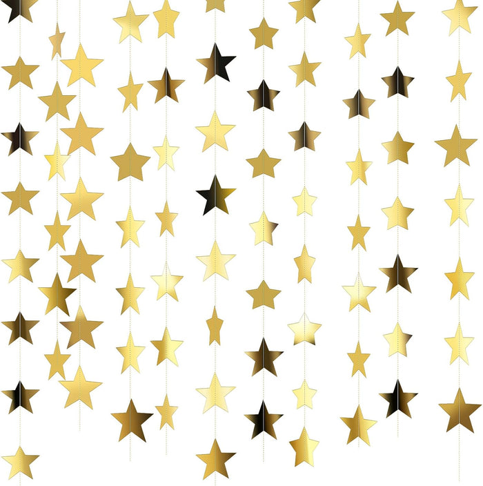 Patelai 130 ft Star Garland Banner Decor, Gold