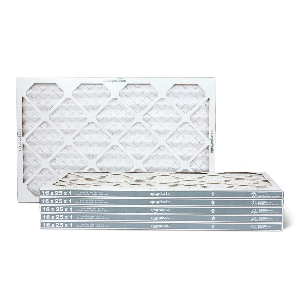 Amazon Basics 20x20x1 Air Filter 6-Pack, MERV 11 AC Furnace Filters, Dust, Pet, Allergen Control , Electrostatic (Actual Size: 19.75 x 19.75 x .75)