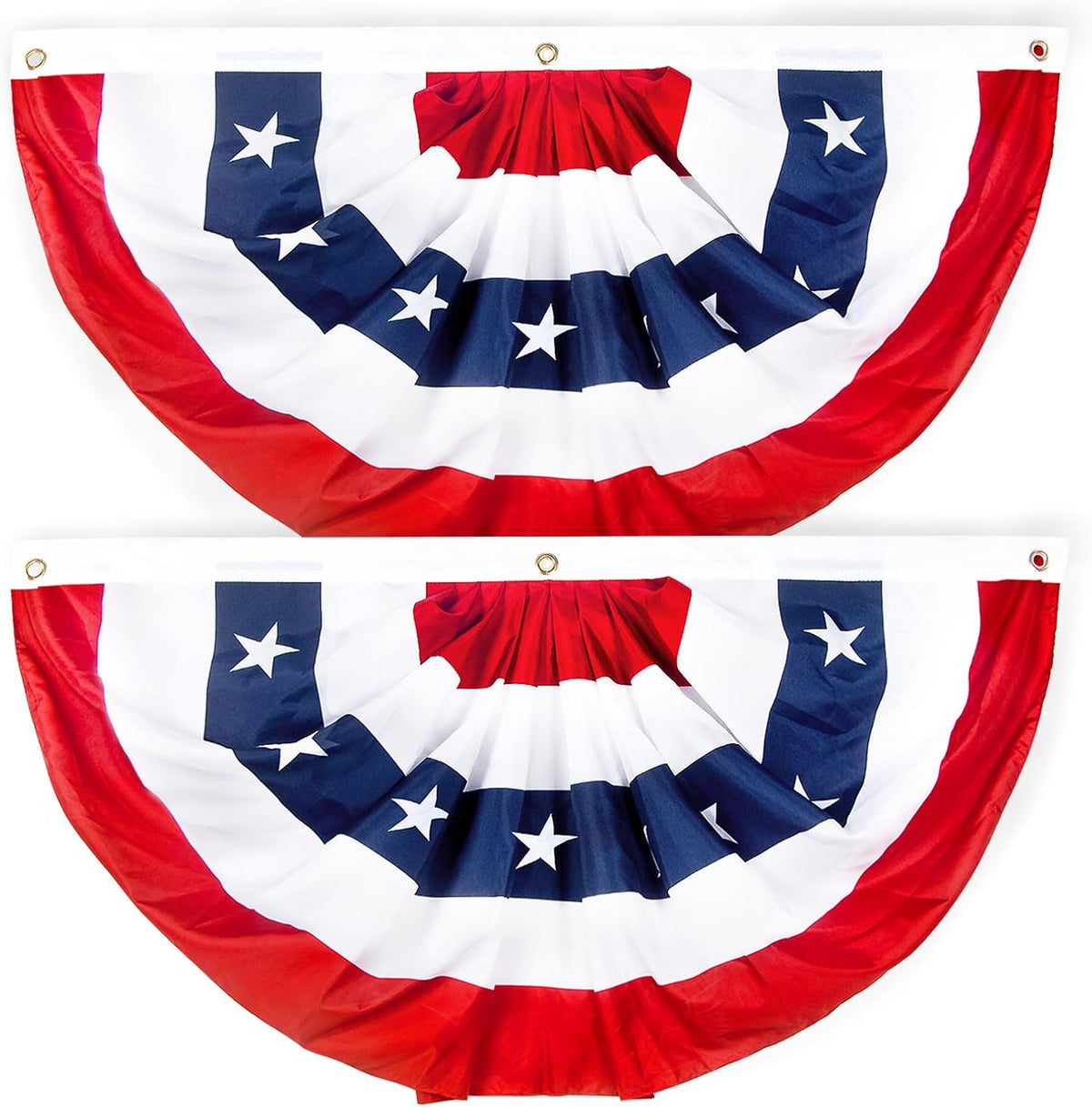 2x4 Ft American Pleated Fan Flag, Patriotic Half Fan Bunting Flag, Indoor Outdoor for Red White Blue USA 250th Anniversary 4th of July Decoration Patriotic Decor Memorial Day (Set of 5)