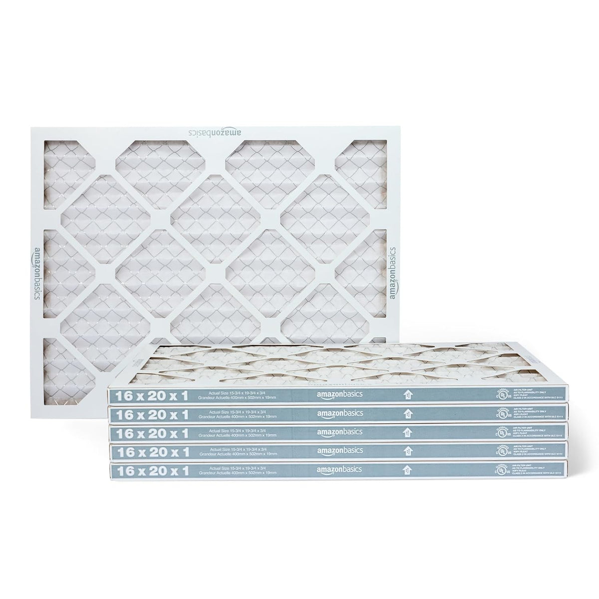 Amazon Basics 20x20x1 Air Filter 6-Pack, MERV 11 AC Furnace Filters, Dust, Pet, Allergen Control , Electrostatic (Actual Size: 19.75 x 19.75 x .75)