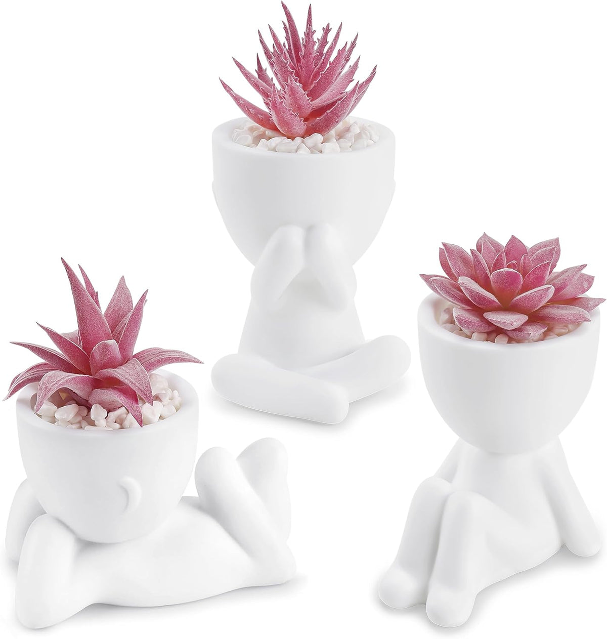 Der Rose 3 Pack Fake Plants in Black Pots for Bathroom Living Room Decor