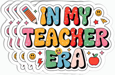 3Pcs in My Teacher Era Sticker - School - Teacher Life - Cute Sticker for Water Bottle - Laptop - Tablet - Notebook - Mug - Phone