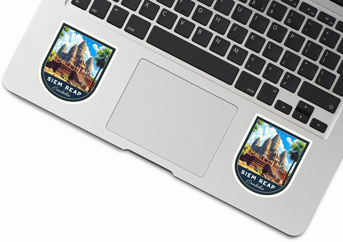 (3 Pcs 3X3) SIEM Reap Cambodia Stickers - SIEM Reap Travel Sticker - Cambodia Travel Gift - SIEM Reap Souvenir - Decals for Luggage - Suitcase - Scrapbook - Laptop - Water Bottle
