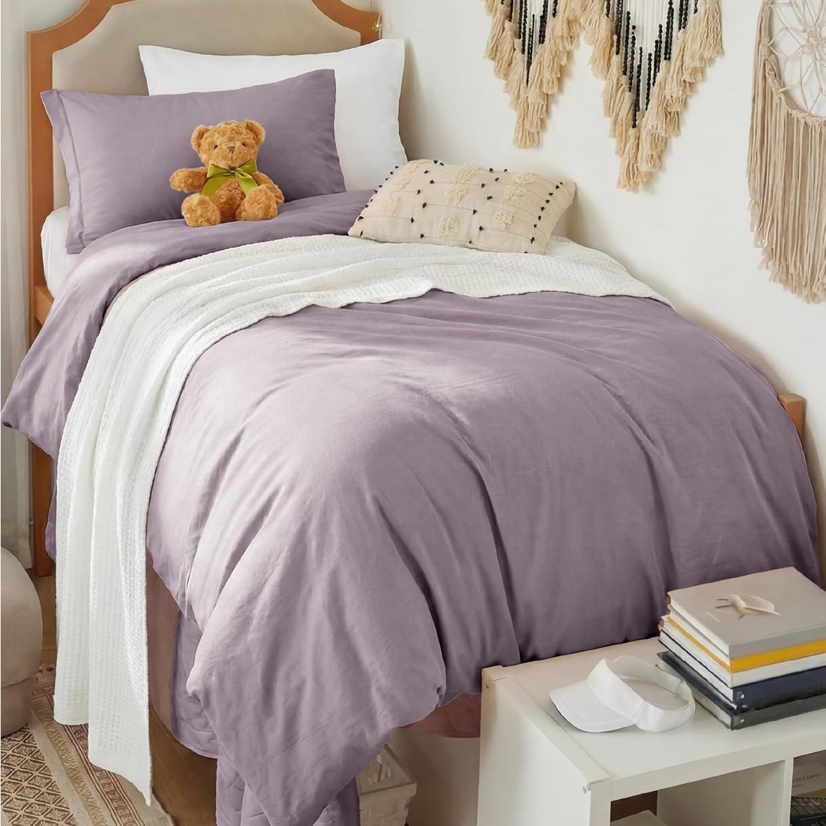 Bedsure Prewashed Duvet Cover Queen, Cotton-Like Soft Bedding Set, Navy