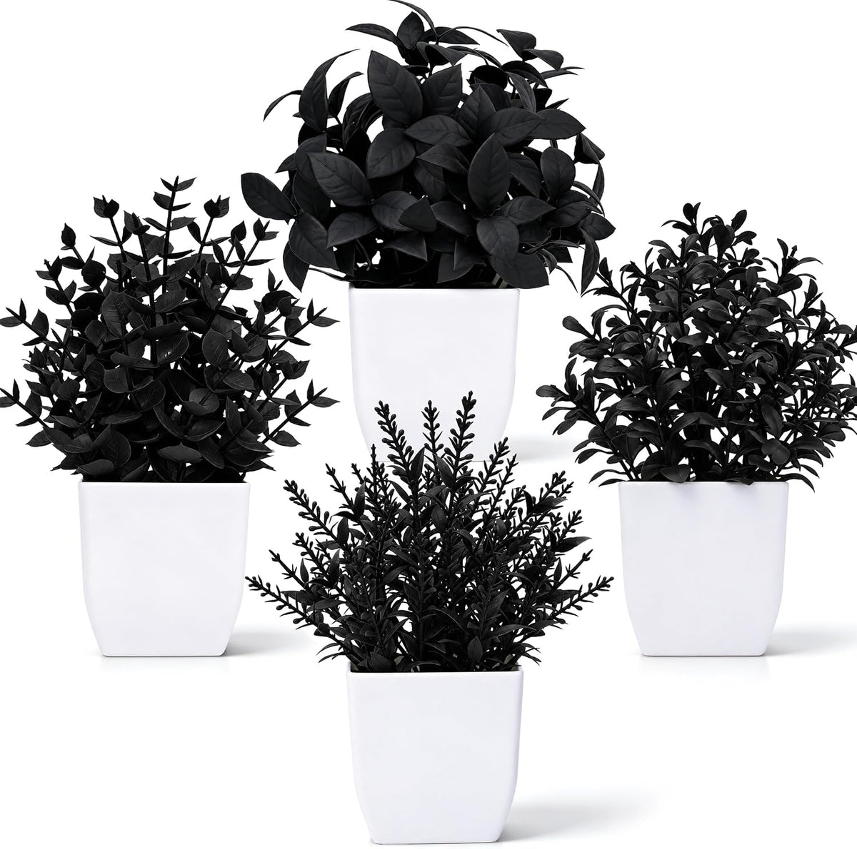 Der Rose 4 Pack 7" Mini Fake Plants, Artificial Plants for Bathroom Decor