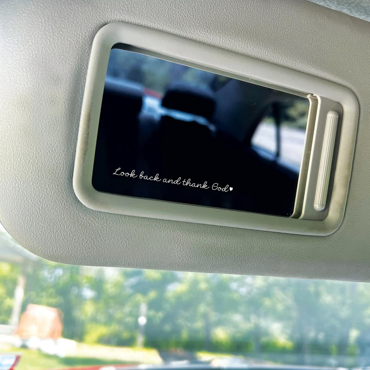 Set 2Pcs Look Back and Thank God Rearview Mirror Decal Funny Christian Love Jesus Bible Heart Humor Sticker Water Bottle Laptop Window Vinyl Waterproof 4 Inches Car Decals for Friend Coworker Dad Mom