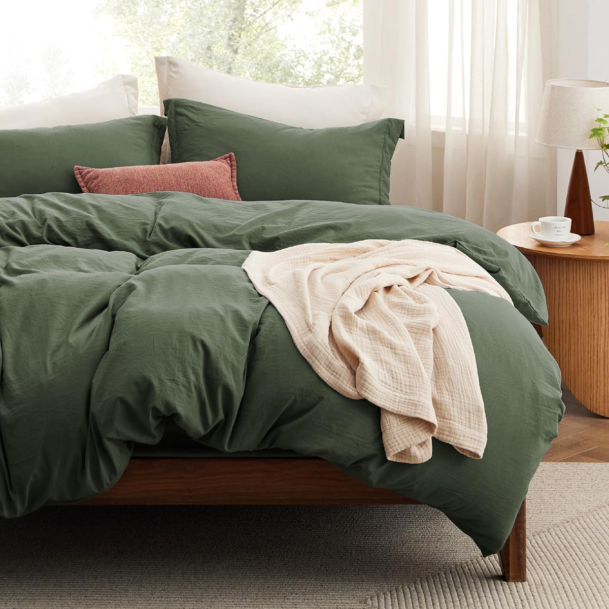 Bedsure Prewashed Duvet Cover Queen, Cotton-Like Soft Bedding Set, Navy