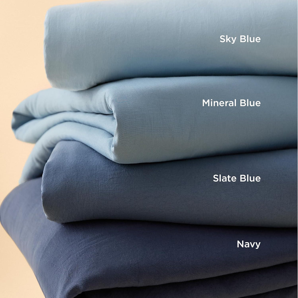 Bedsure Prewashed Duvet Cover Queen, Cotton-Like Soft Bedding Set, Navy