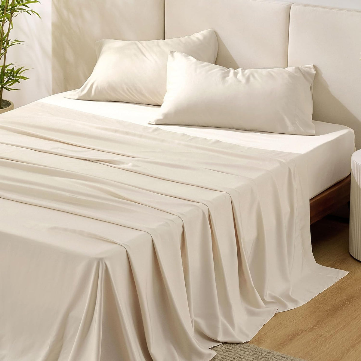 Bedsure PureWoven 100% Rayon Derived from Bamboo, King Size Sheets Set
