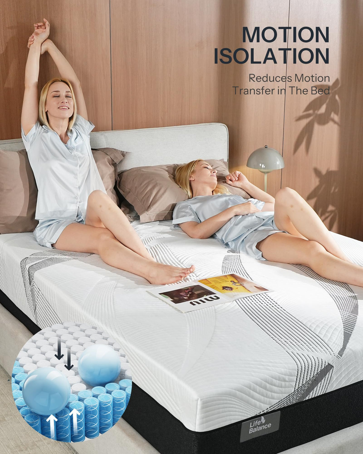 Life Balance Hybrid Mattress Made in USA, 3 Zoned Pocket Coils for Pressure Relief