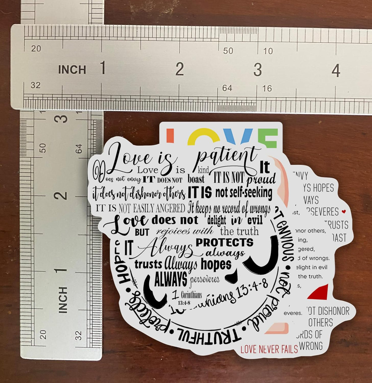 'Pack 6' 1 Corinthians 13 4-8 Love is Patient Love is Kind Waterproof Vinyl Stickers Christian, Bible Verse, Religious Jesus Motivational, Christian Style for All Ages Sticker 3 Inch