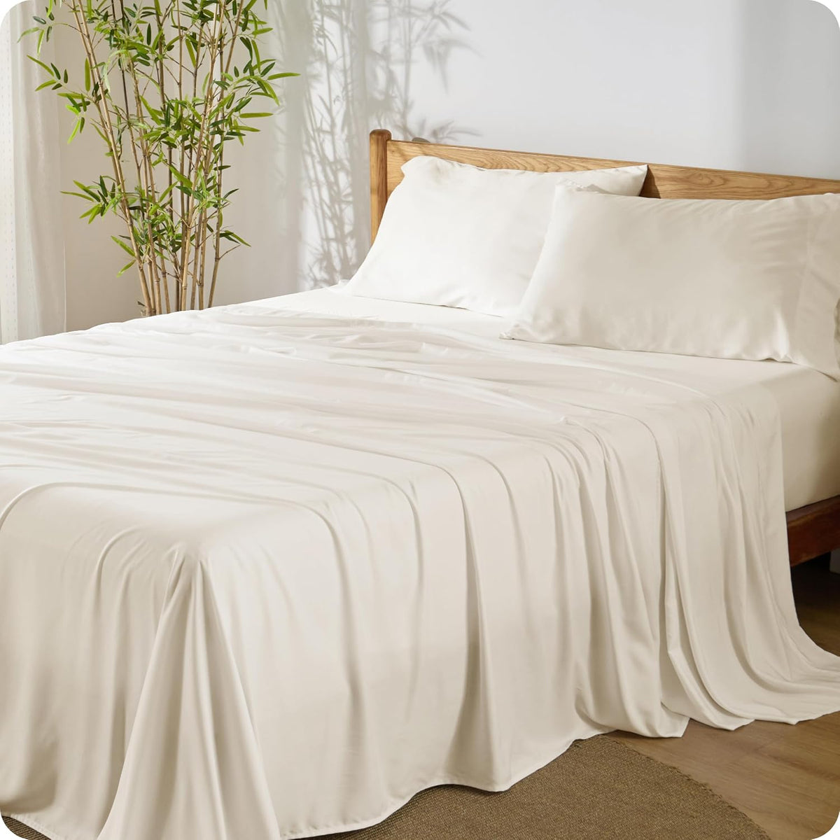 Bedsure PureWoven 100% Rayon Derived from Bamboo, King Size Sheets Set