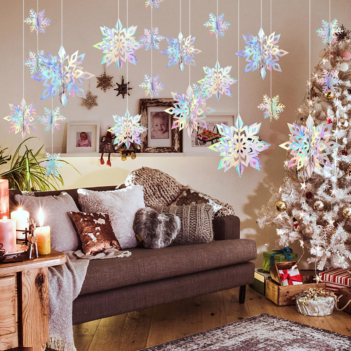 24PCS Hanging Snowflake Decorations Winter Wonderland Party Supplies