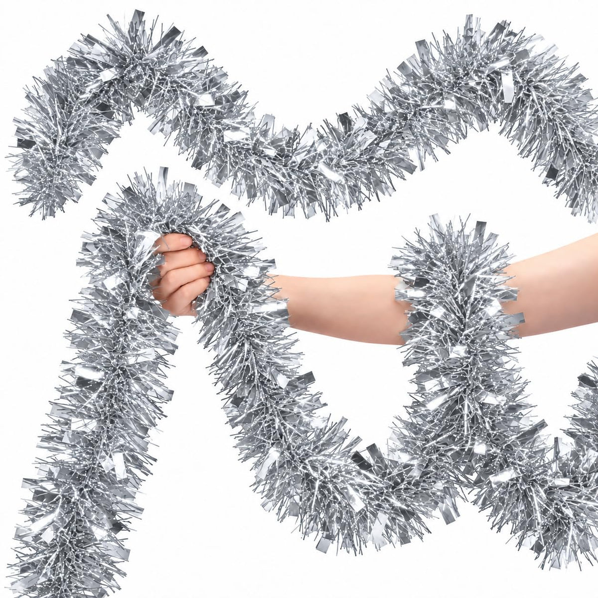 Watayo 52.5 Ft Glitter Tinsel Garland Decoration, Metallic Tinsel Twist Garland, Golf Cart Shiny Tinsels for Party Decor