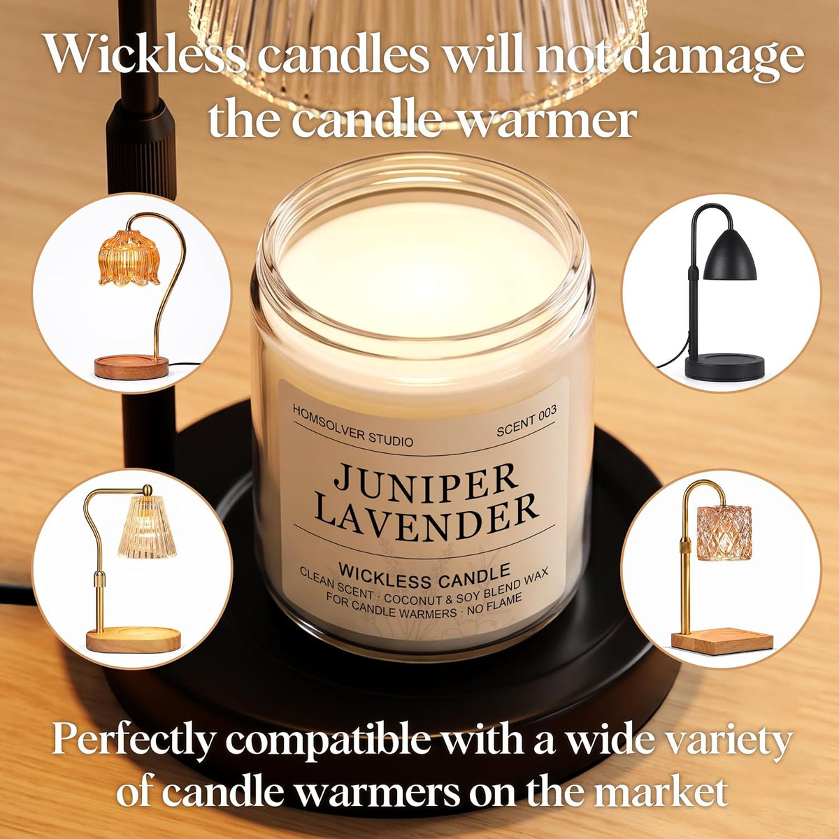 Homsolver Juniper Lavender Wickless Candles for Candle Warmer Lamp, Flameless Non-Toxic Soy Scented Candles for Home Decor, 50H Lasting Clean Burn, Ideal Aromatherapy Gifts for Women & Men