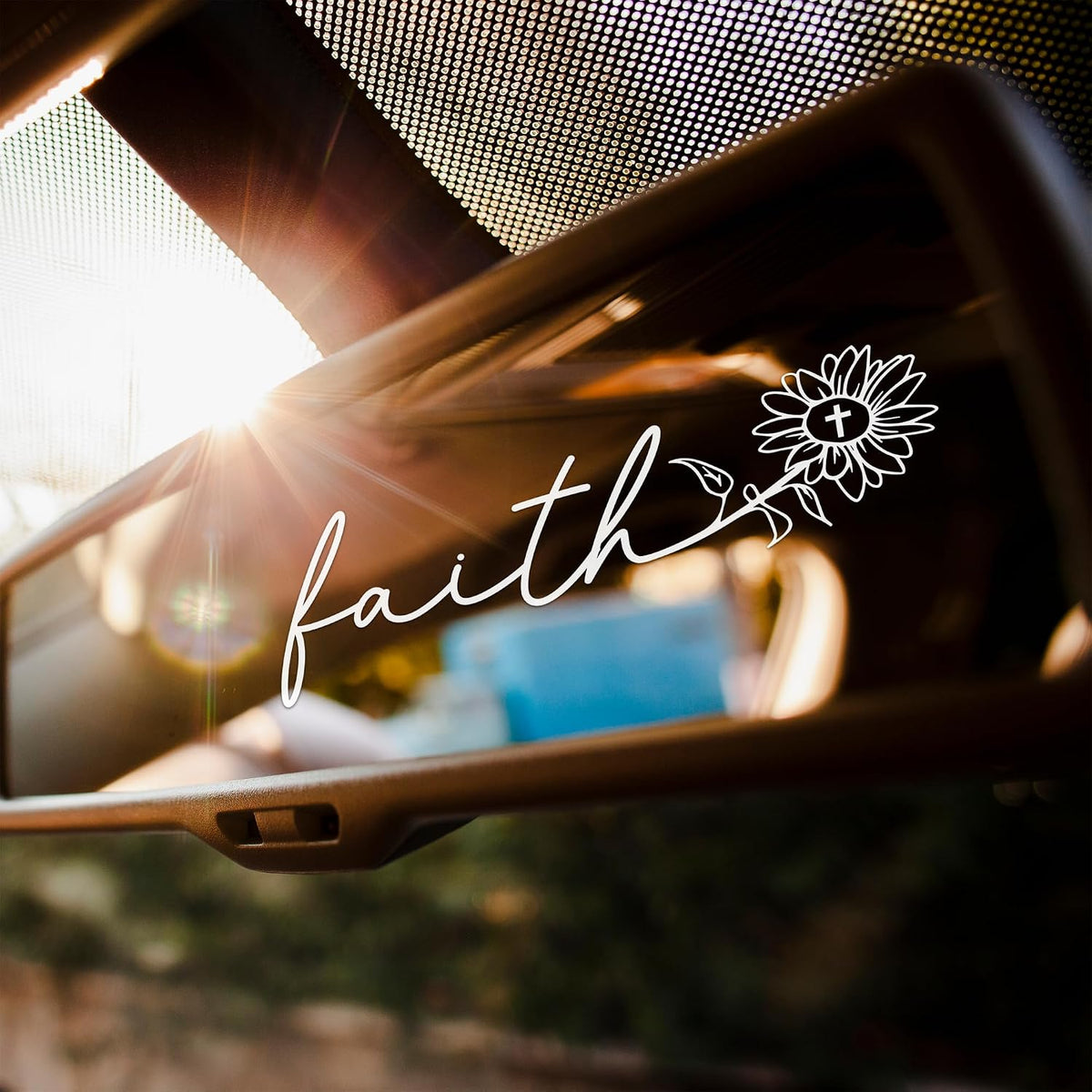 Set 2Pcs Look Back and Thank God Rearview Mirror Decal Funny Christian Love Jesus Bible Heart Humor Sticker Water Bottle Laptop Window Vinyl Waterproof 4 Inches Car Decals for Friend Coworker Dad Mom