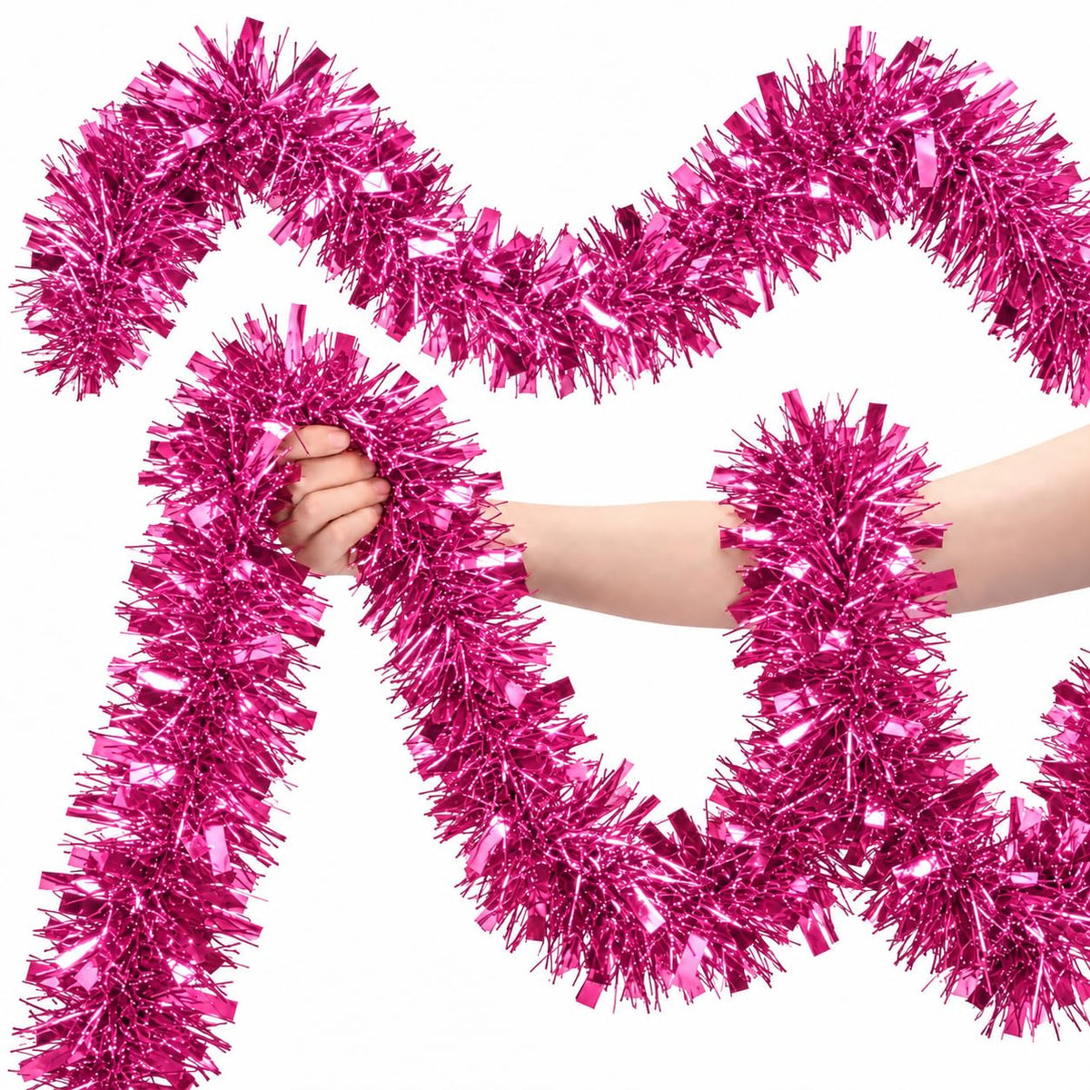 Watayo 52.5 Ft Glitter Tinsel Garland Decoration, Metallic Tinsel Twist Garland, Golf Cart Shiny Tinsels for Party Decor