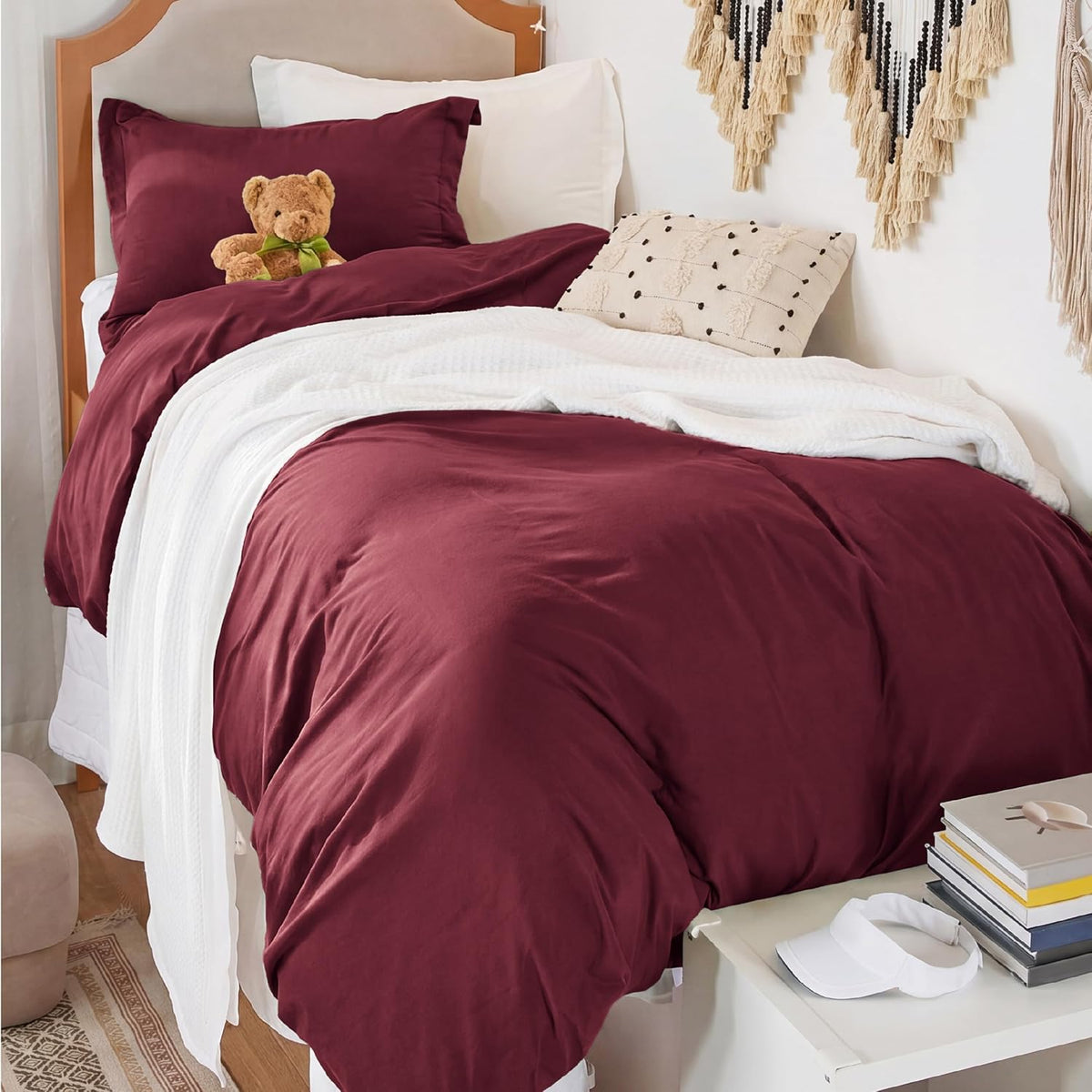 Bedsure Prewashed Duvet Cover Queen, Cotton-Like Soft Bedding Set, Navy