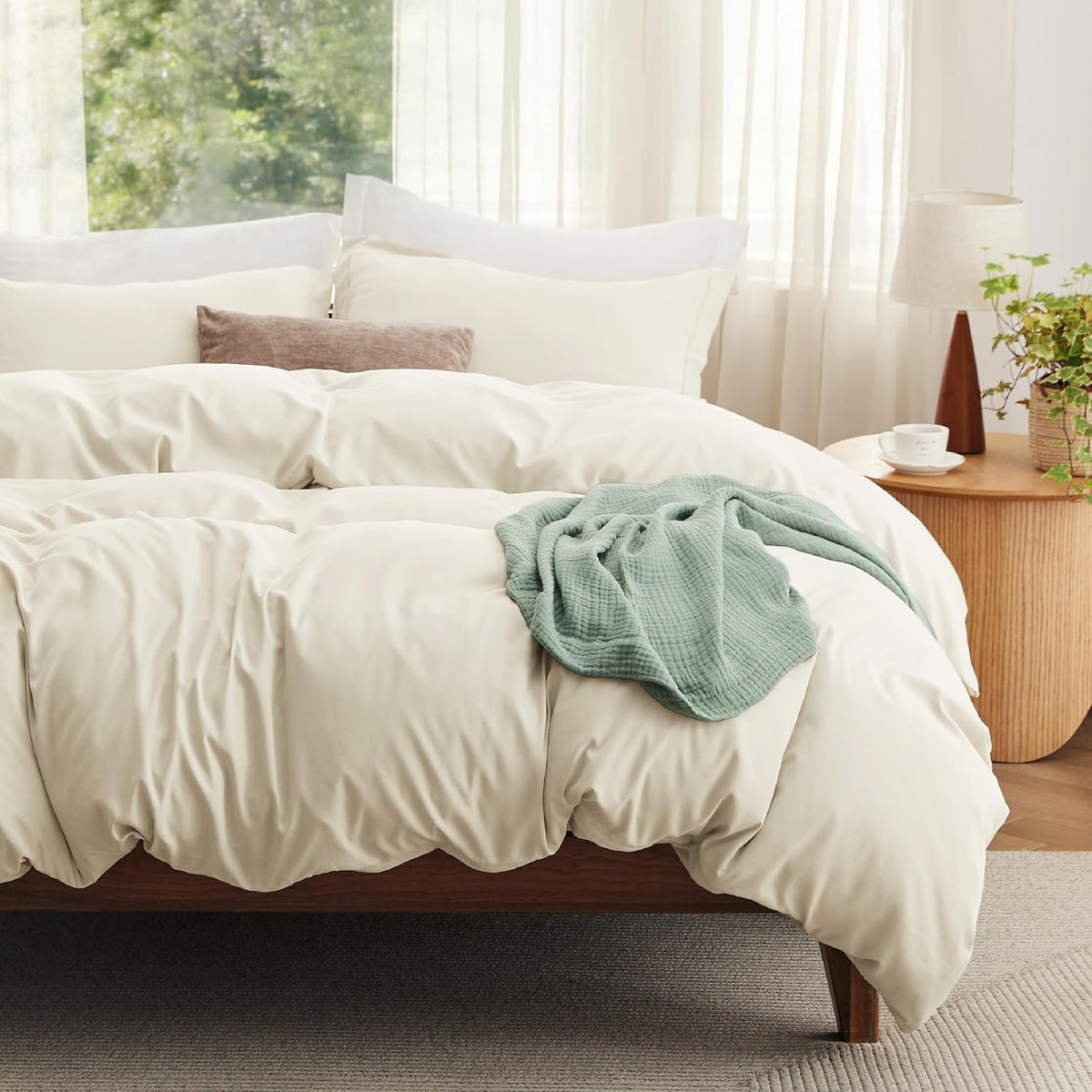 Bedsure Prewashed Duvet Cover Queen, Cotton-Like Soft Bedding Set, Navy