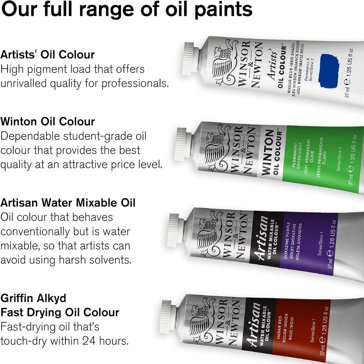 Winsor & Newton Winton Oil Color Paint Set, 20 x 12ml (0.4-oz) Tubes