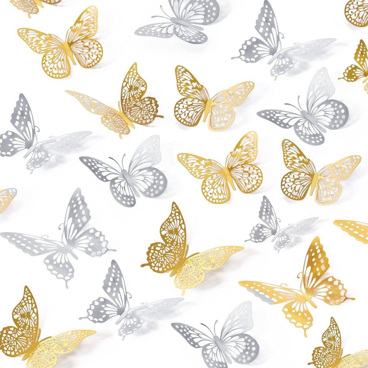 SAOROPEB 3D Butterfly Wall Decor 48 Pcs Gold Butterfly Birthday Decorations