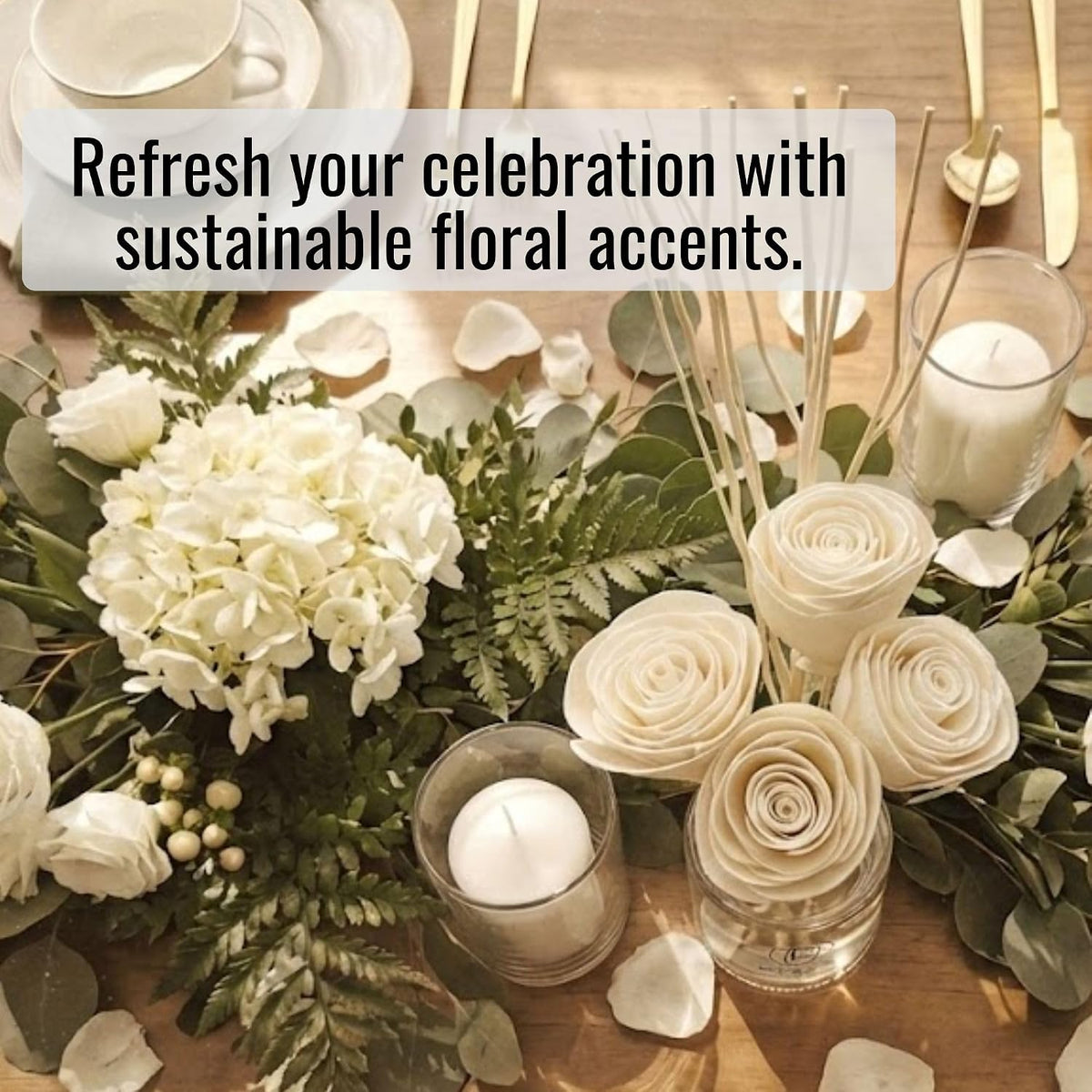 4 Mixed Sola Flower Eco-Friendly Fragrance Diffuser, Handmade Thai Wood Flowers for Home Scenting and Wellness Decor