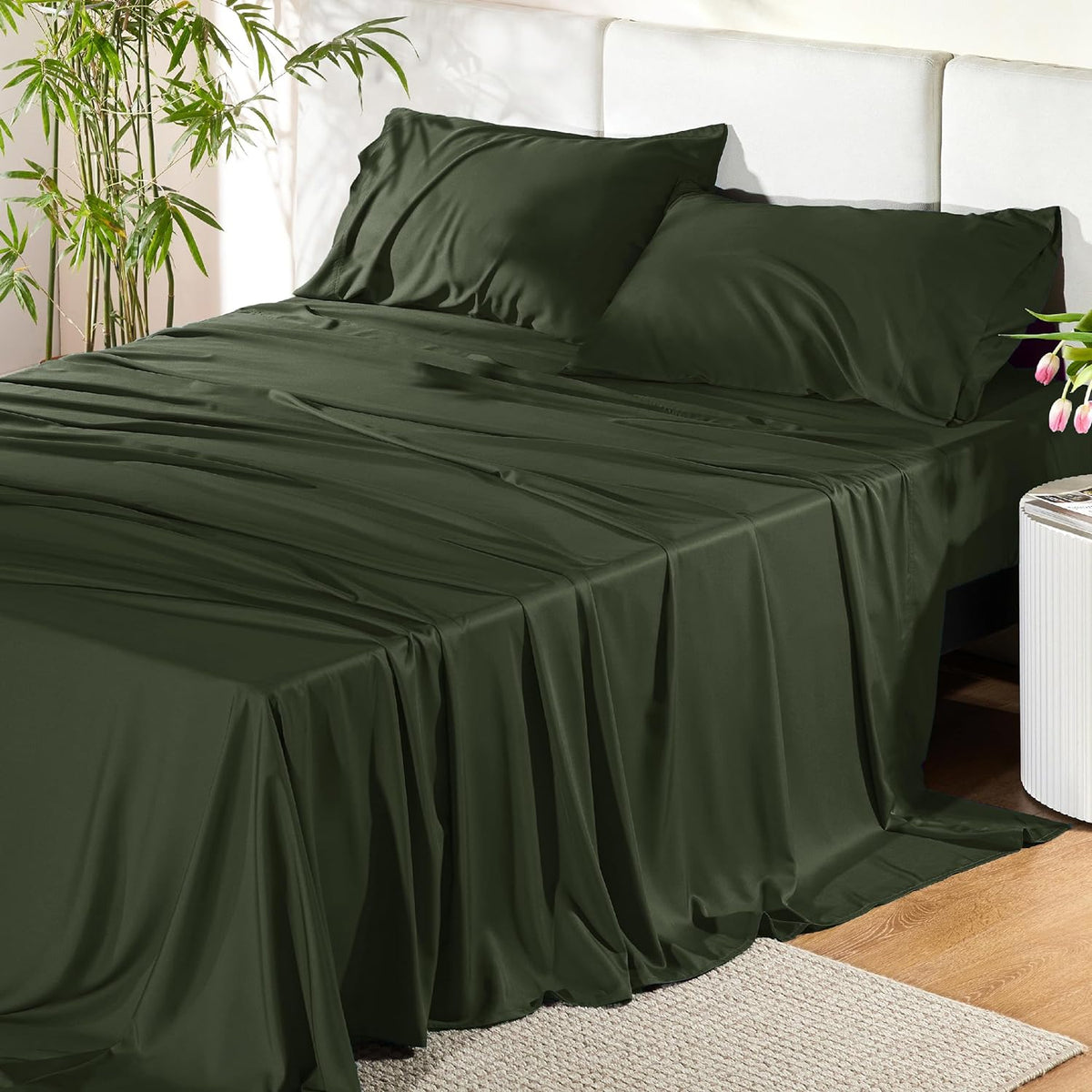 Bedsure PureWoven 100% Rayon Derived from Bamboo, King Size Sheets Set