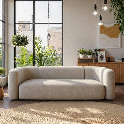 Acanva Mellow Modern Tight Curved Back Velvet Sofa