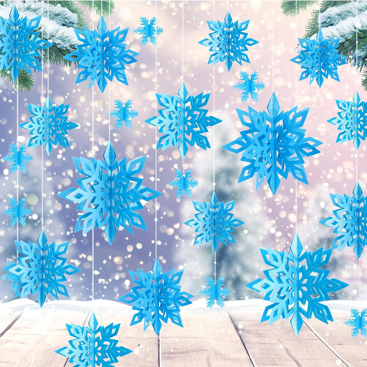 24PCS Hanging Snowflake Decorations Winter Wonderland Party Supplies