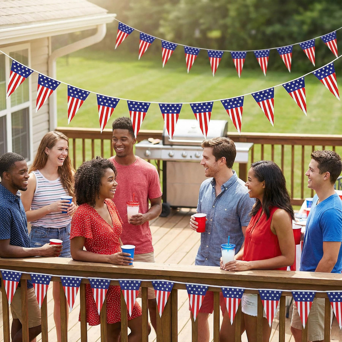 USA Flag Pennant Banner 4th of July American Flag Banner