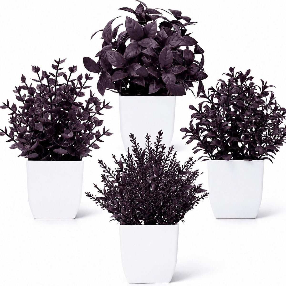 Der Rose 4 Pack 7" Mini Fake Plants, Artificial Plants for Bathroom Decor