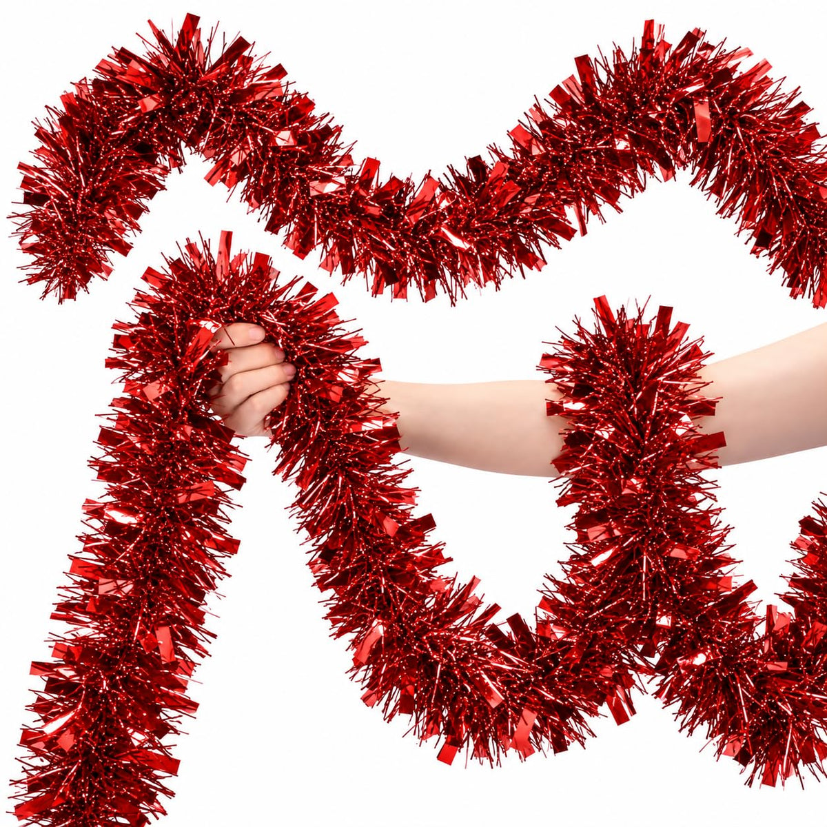 Watayo 52.5 Ft Glitter Tinsel Garland Decoration, Metallic Tinsel Twist Garland, Golf Cart Shiny Tinsels for Party Decor