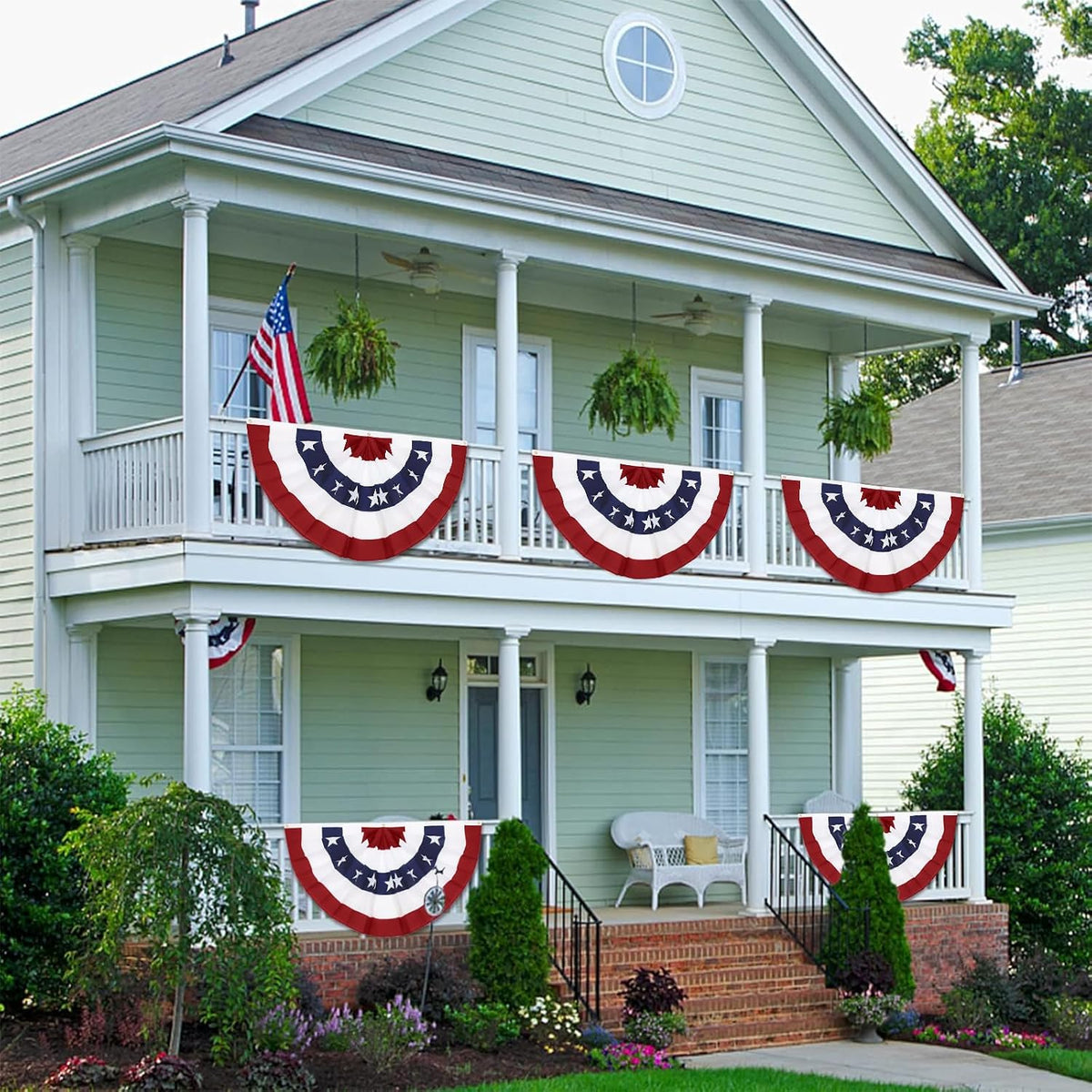 4PCS 3x6 Ft American Pleated Fan Flag, Patriotic Half Fan Bunting Flag