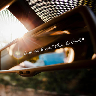 Set 2Pcs Look Back and Thank God Rearview Mirror Decal Funny Christian Love Jesus Bible Heart Humor Sticker Water Bottle Laptop Window Vinyl Waterproof 4 Inches Car Decals for Friend Coworker Dad Mom