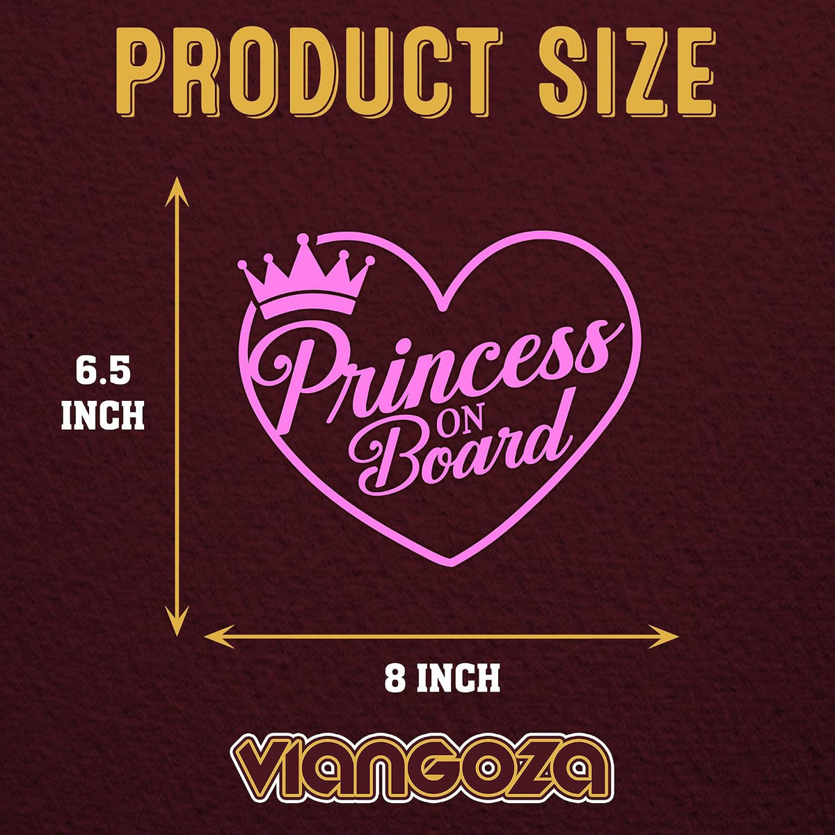 Princess On Board Car Decal, Funny Passenger Cute Crown Decals, Aesthetic Vinyl Waterproof 8 inch Bumper Sticker for Trucks Window, Car Accessories Decorations Gifts for Women Friend Mom